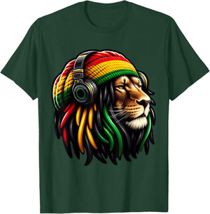 Jamaican Reggae Lion of Judah Rastafari Lion , black T-Shirt - T-Shirt | Forest