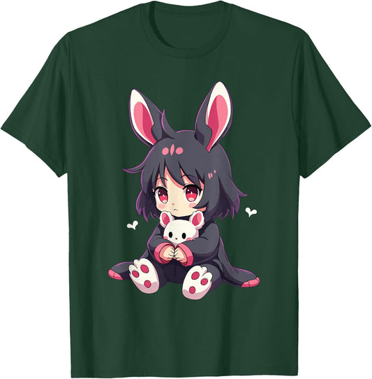 Chibi Gothic Bunny Anime Girl Aesthetic E-Girl Grunge Style T-Shirt - T-Shirt | Forest
