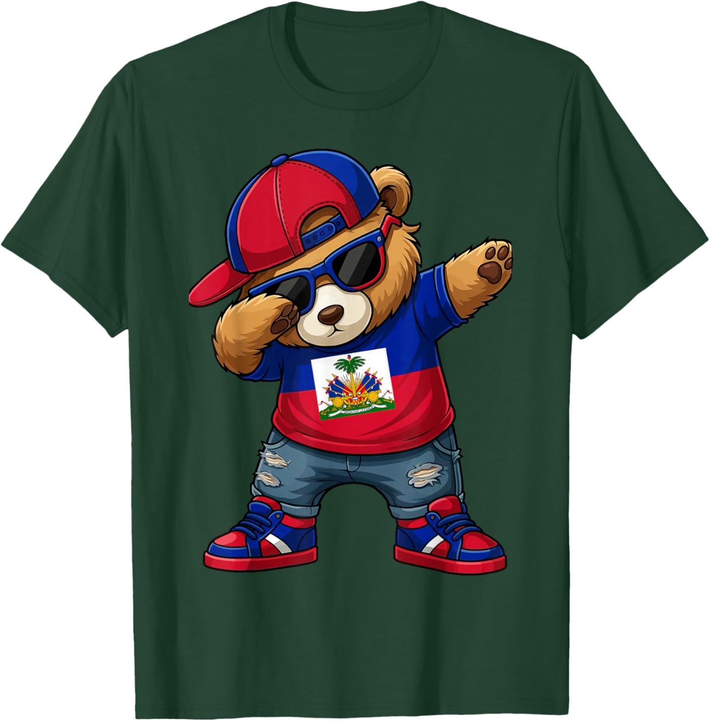 Ours Haïtien Patriotique Haïti Dab Garçons Enfants 2026 T-Shirt - T-Shirt | Forest
