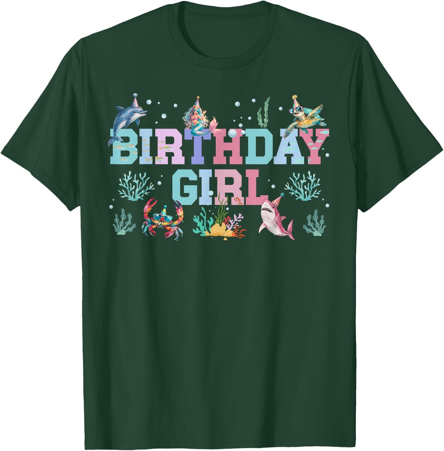 Ocean Animals Birthday Girl T-Shirt - T-Shirt | Forest