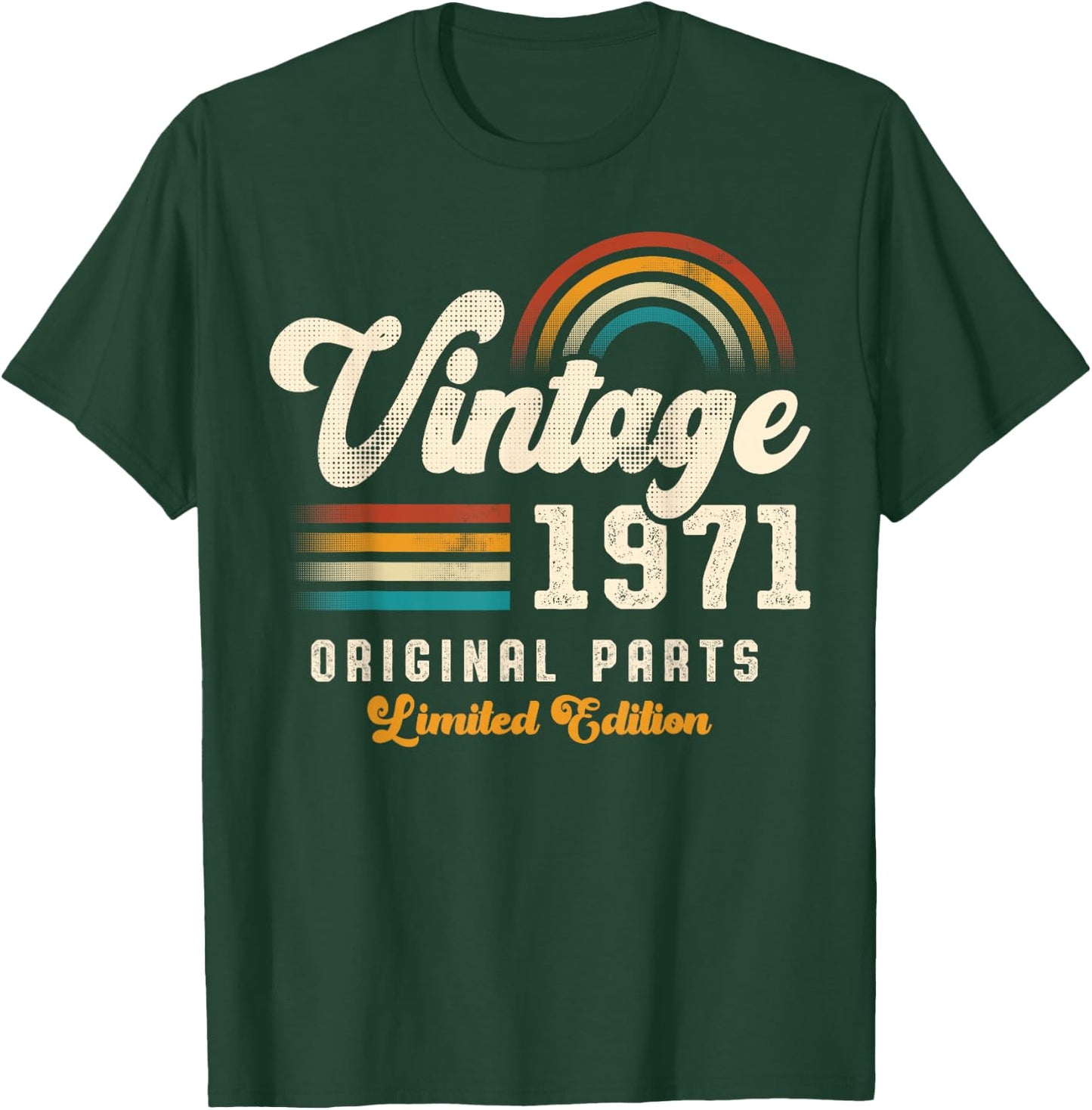 Vintage 1971 Original Parts 54th Anniversary Retro T-Shirt - T-Shirt | Forest