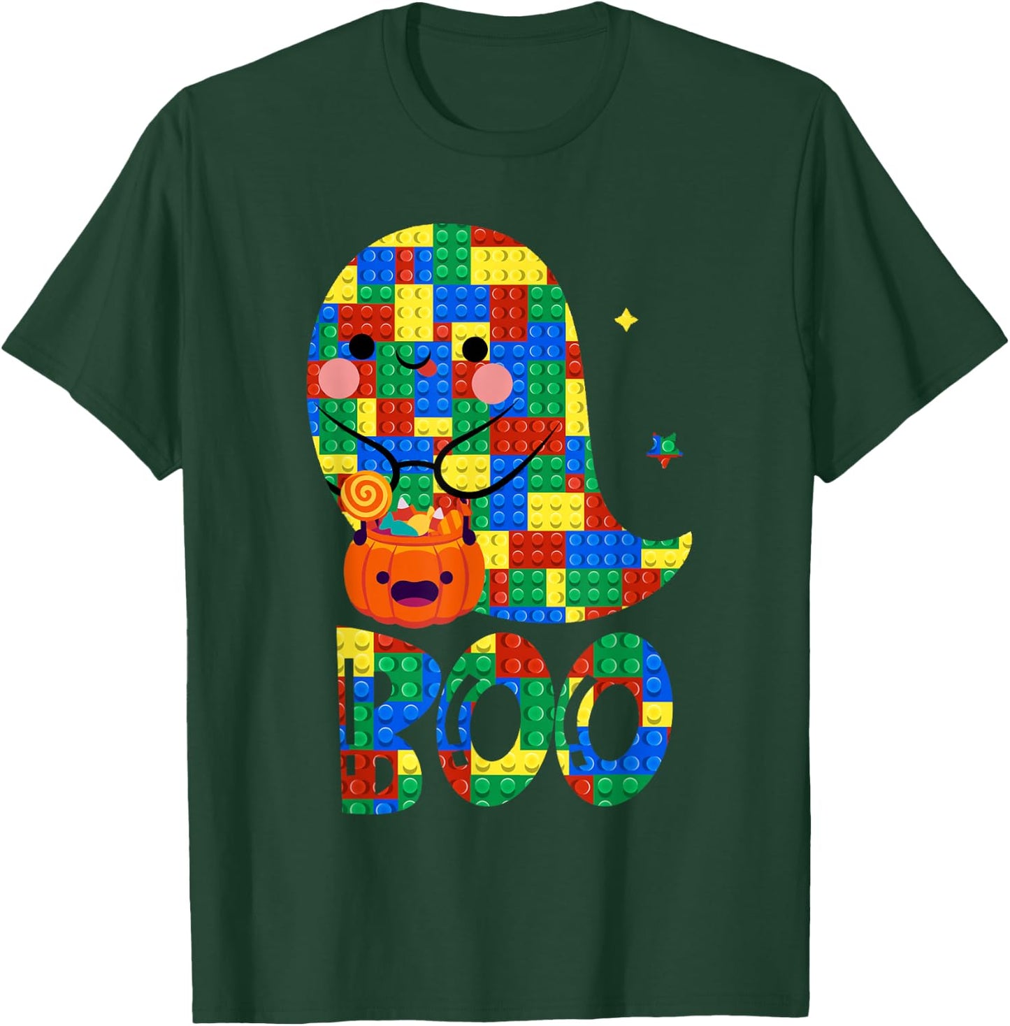 Building Blocks Ghost Boo Master Builder Halloween Costume T-Shirt - T-Shirt | Forest