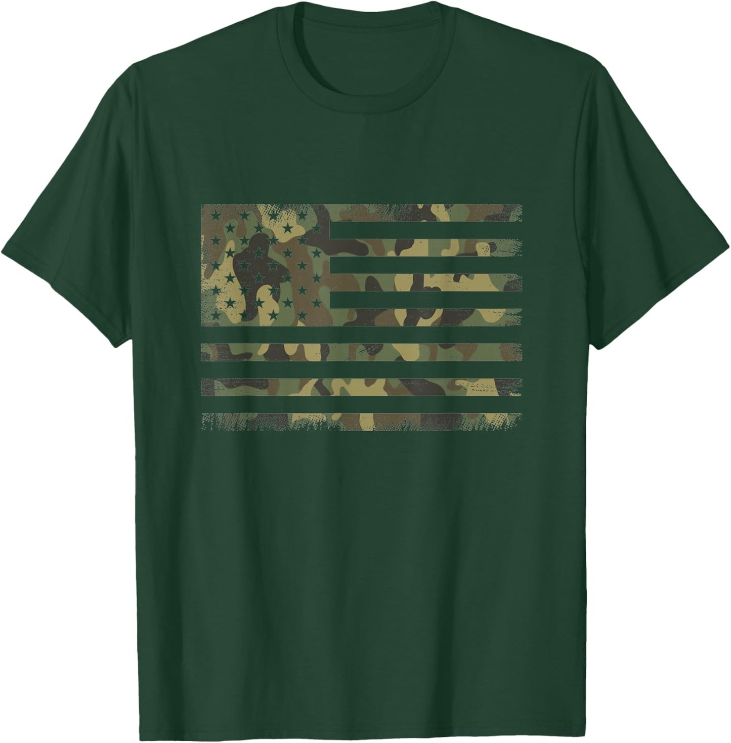 Camo American Flag USA Camouflage Men Boys Women Girls Kids T-Shirt - T-Shirt | Forest