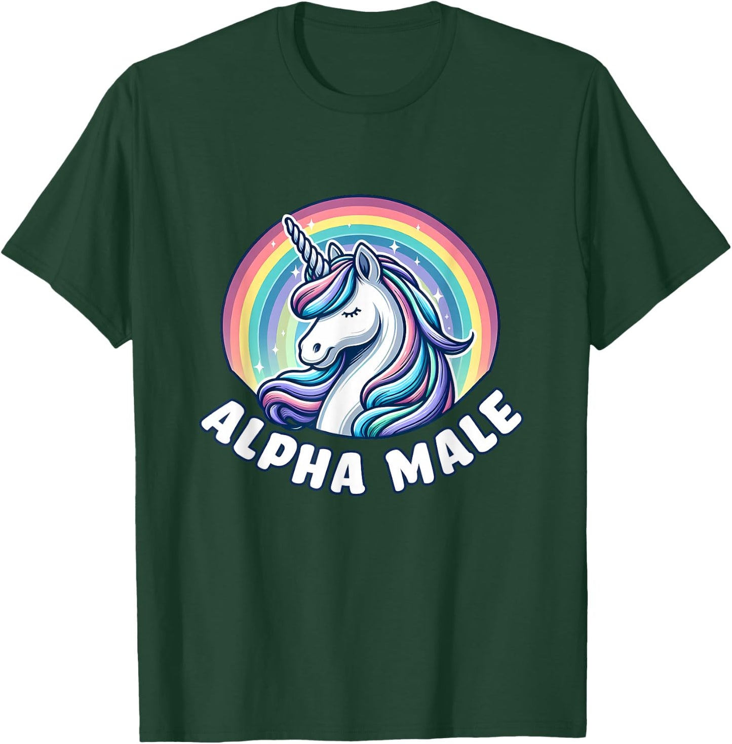 Funny Ironic Men Cute Alpha Male Unicorn , Black, S T-Shirt - T-Shirt | Forest