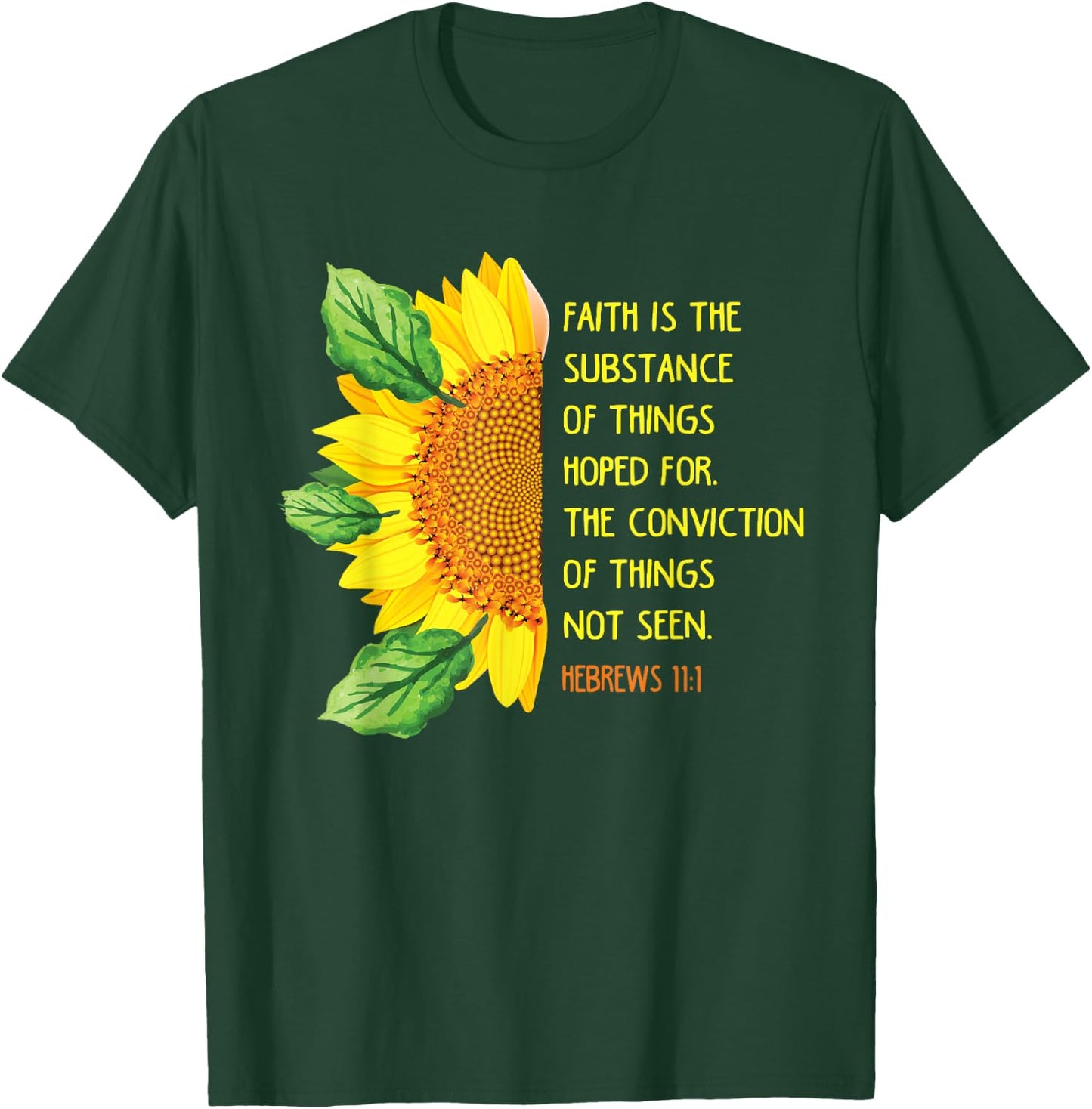 Hebrews 11:1 Christian Bible Verse Religious T-Shirt - T-Shirt | Forest
