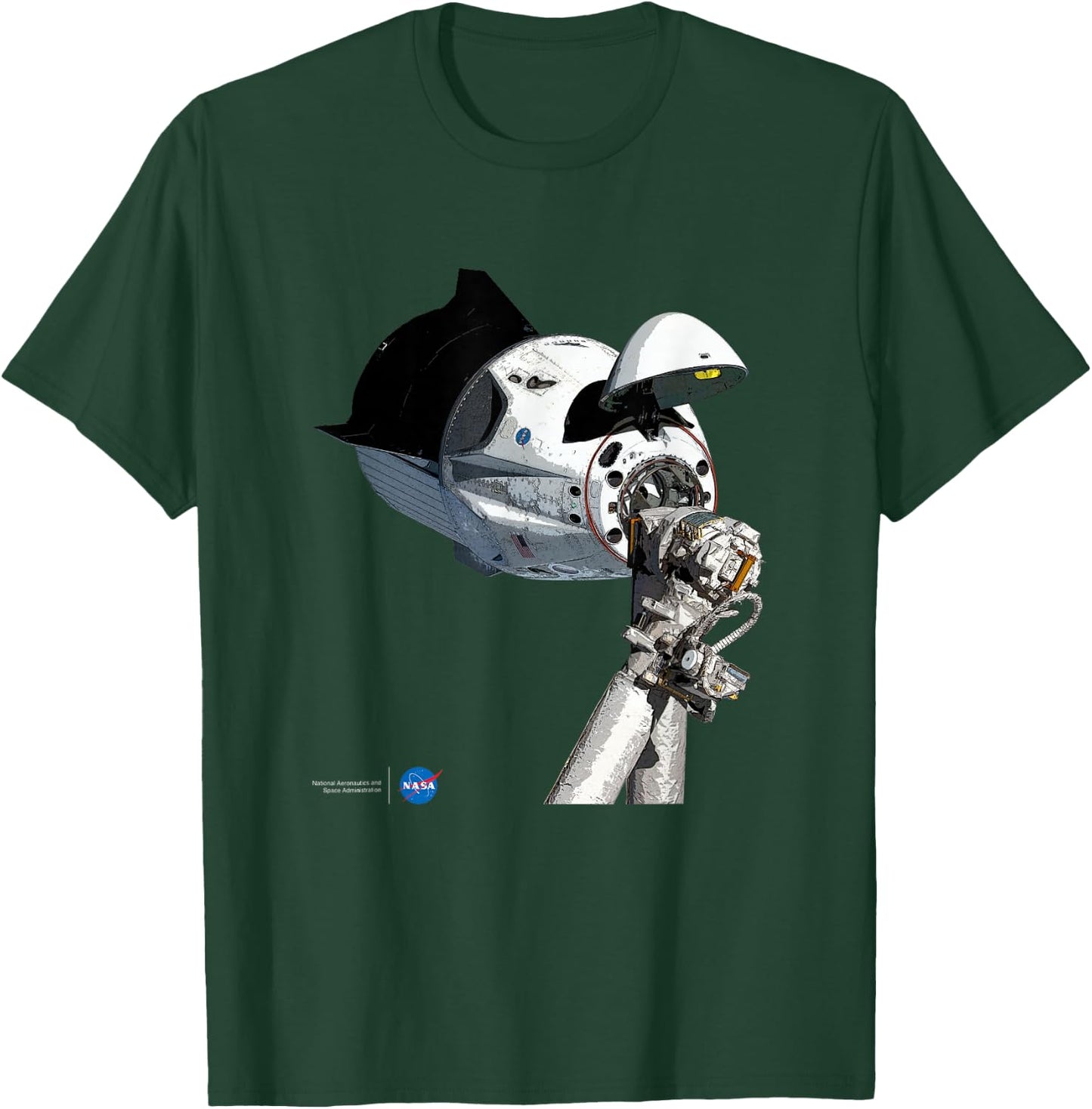NASA SpaceX Dragon Capsule at The ISS T-Shirt - T-Shirt | Forest
