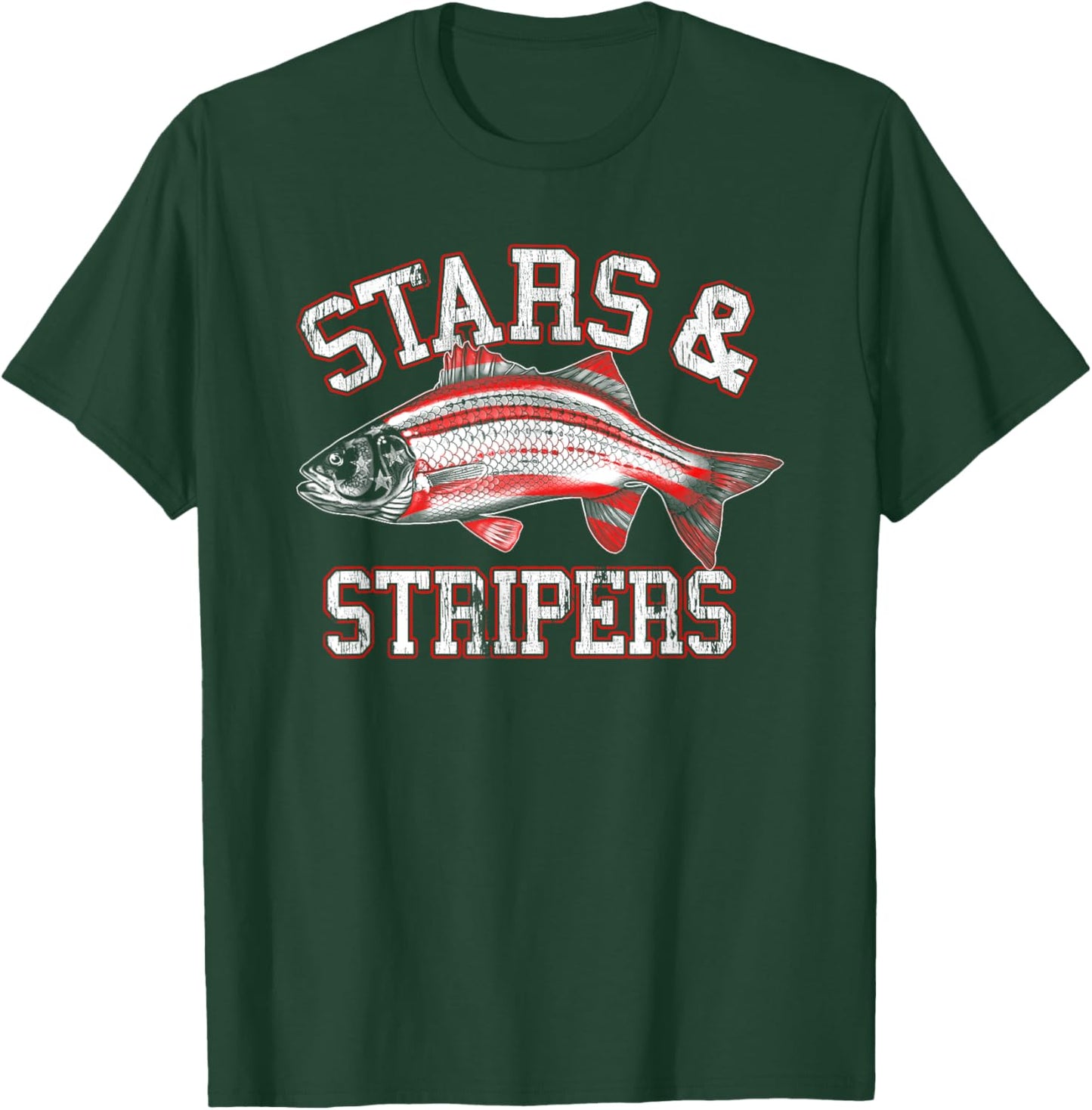 Stars & Stripers Fishing T-Shirt - T-Shirt | Forest