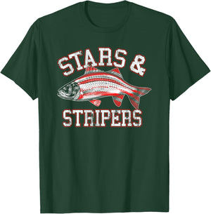 Stars & Stripers Fishing T-Shirt - T-Shirt | Forest