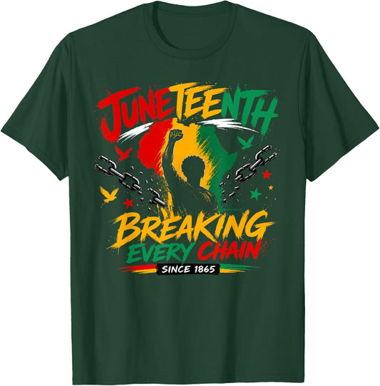 Juneteenth Breaking Every Chain Since 1865 Freedom Men Kids T-Shirt - T-Shirt | Forest