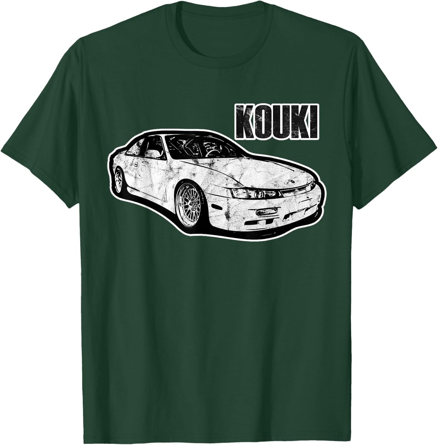 S14 Kouki JDM Drift Car Outlined 90s Classic Motorsports T-Shirt - T-Shirt | Forest