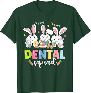 Dental Squad Easter Day Funny Tooth Dental Assistant Dentist T-Shirt - T-Shirt | Forest