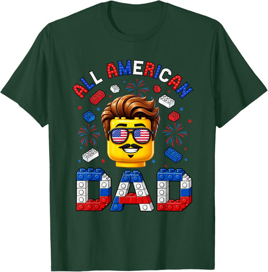 All American Dad 4th of July Master Builder Family Matching T-Shirt - T-Shirt | Forest