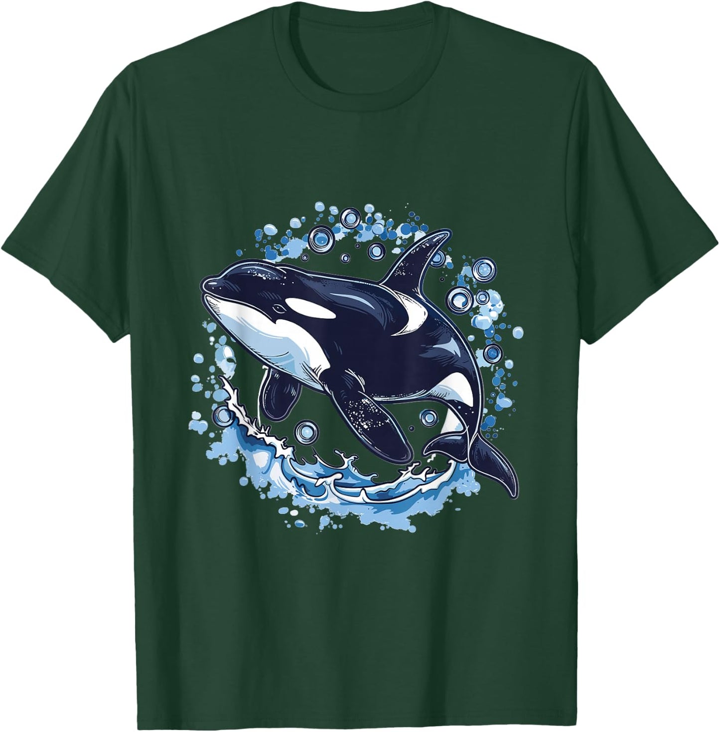 Orca Whale Bubbles Graphic T-Shirt - T-Shirt | Forest
