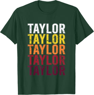Taylor Retro Wordmark Pattern Vintage Style , black T-Shirt - T-Shirt | Forest