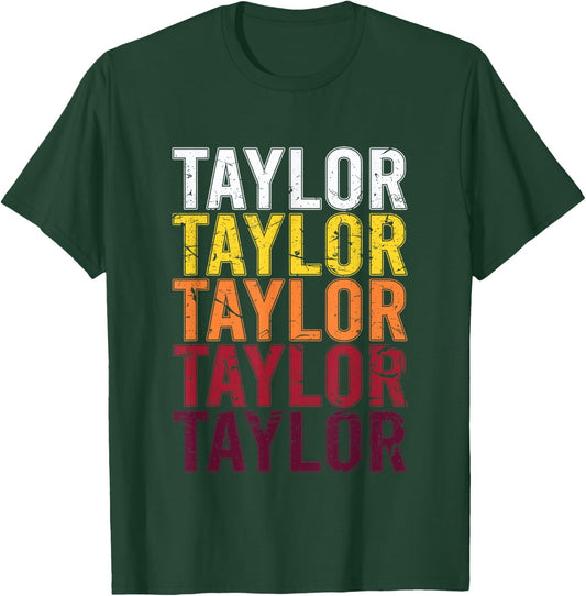 Taylor Retro Wordmark Pattern Vintage Style , black T-Shirt - T-Shirt | Forest