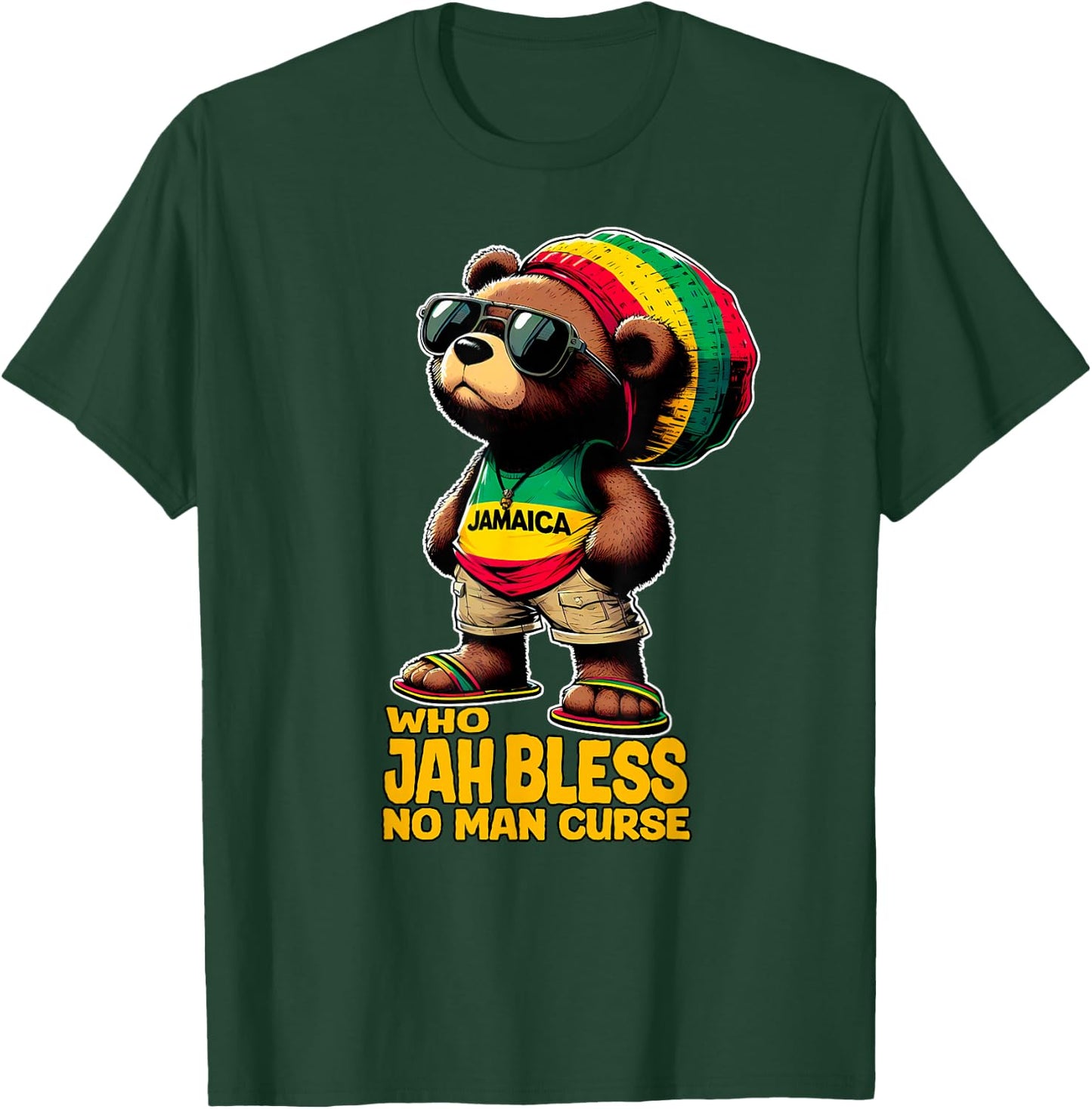 JAMAICA Cute Rasta Bear Jah Bless Reggae Roots , Black, S T-Shirt - T-Shirt | Forest