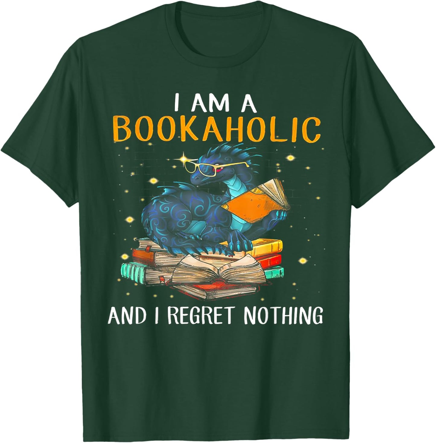 I am a bookaholic and I regret nothing dragon reading T-Shirt - T-Shirt | Forest