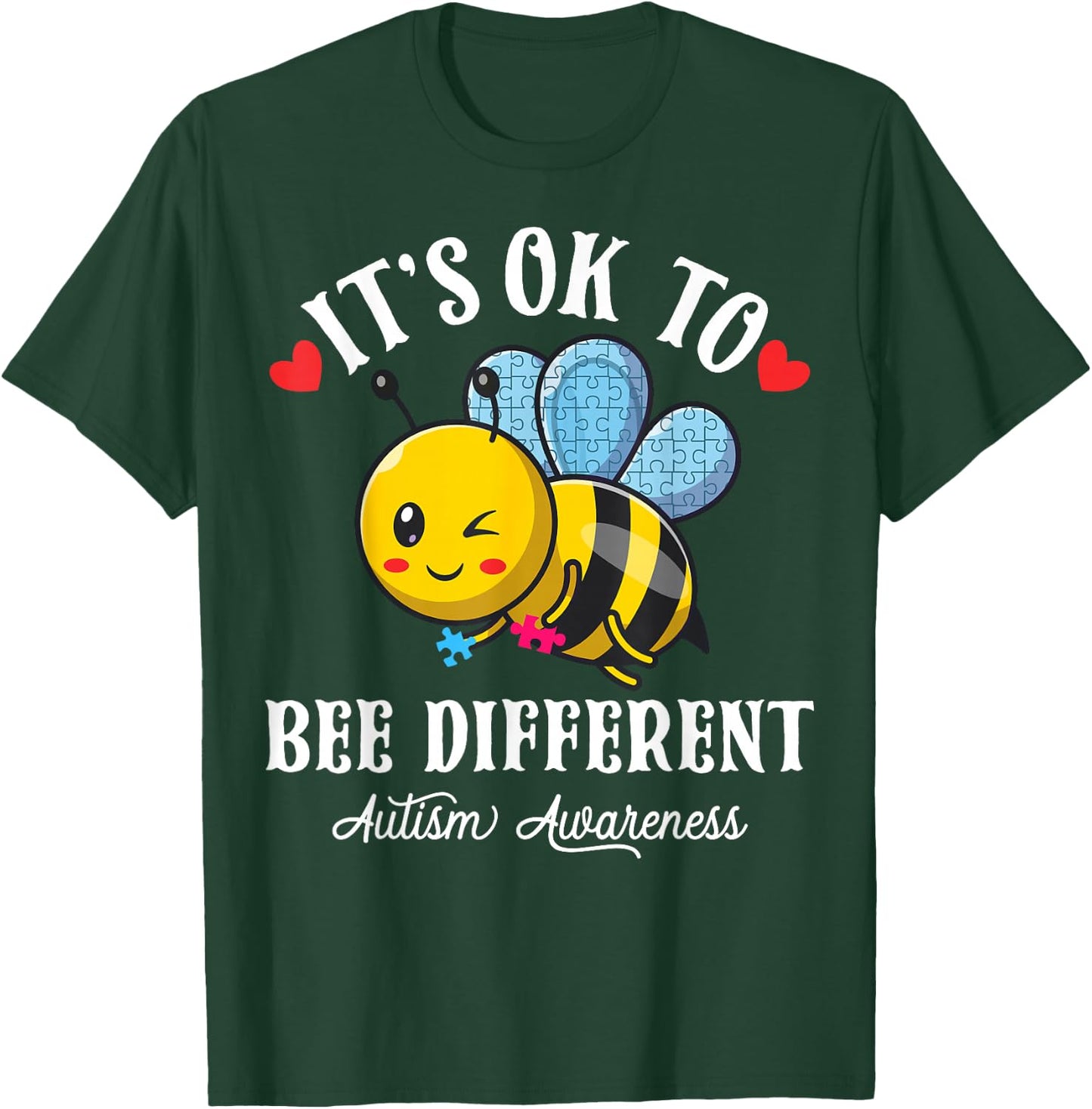 Autism Awareness Bee It's Ok to Be Different Autistic Bees T-Shirt - T-Shirt | Forest