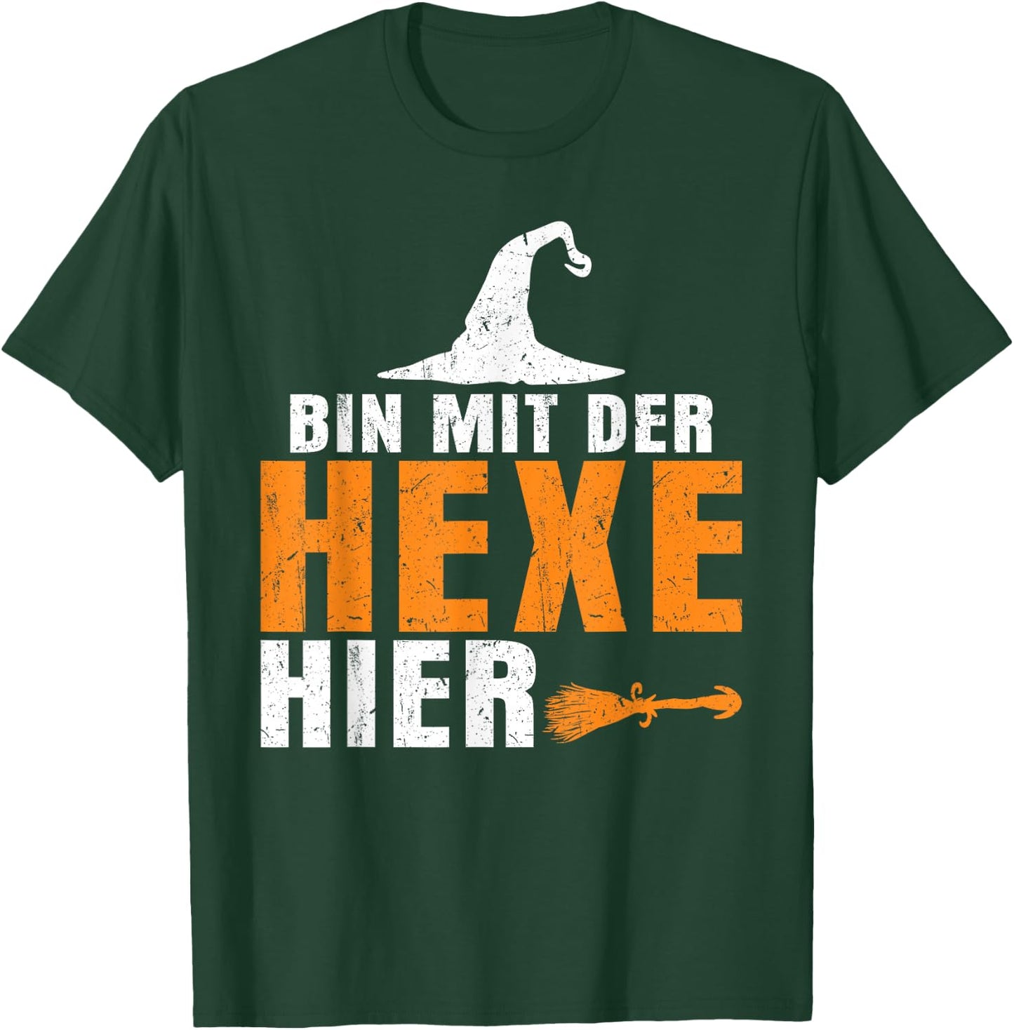 Halloween with German Text "Ich Bin Mit Der Hexe Hier, black T-Shirt - T-Shirt | Forest