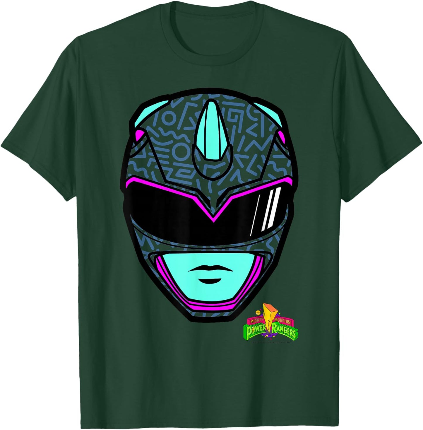 Power Rangers Blue Ranger Retro Print Big Face T-Shirt - T-Shirt | Forest