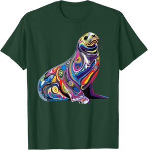 Harp Seal Psychedelic T-Shirt - T-Shirt | Forest