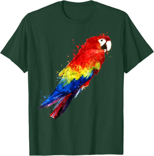 Watercolour colourful scarlet macaw parrot bird painting T-Shirt - T-Shirt | Forest