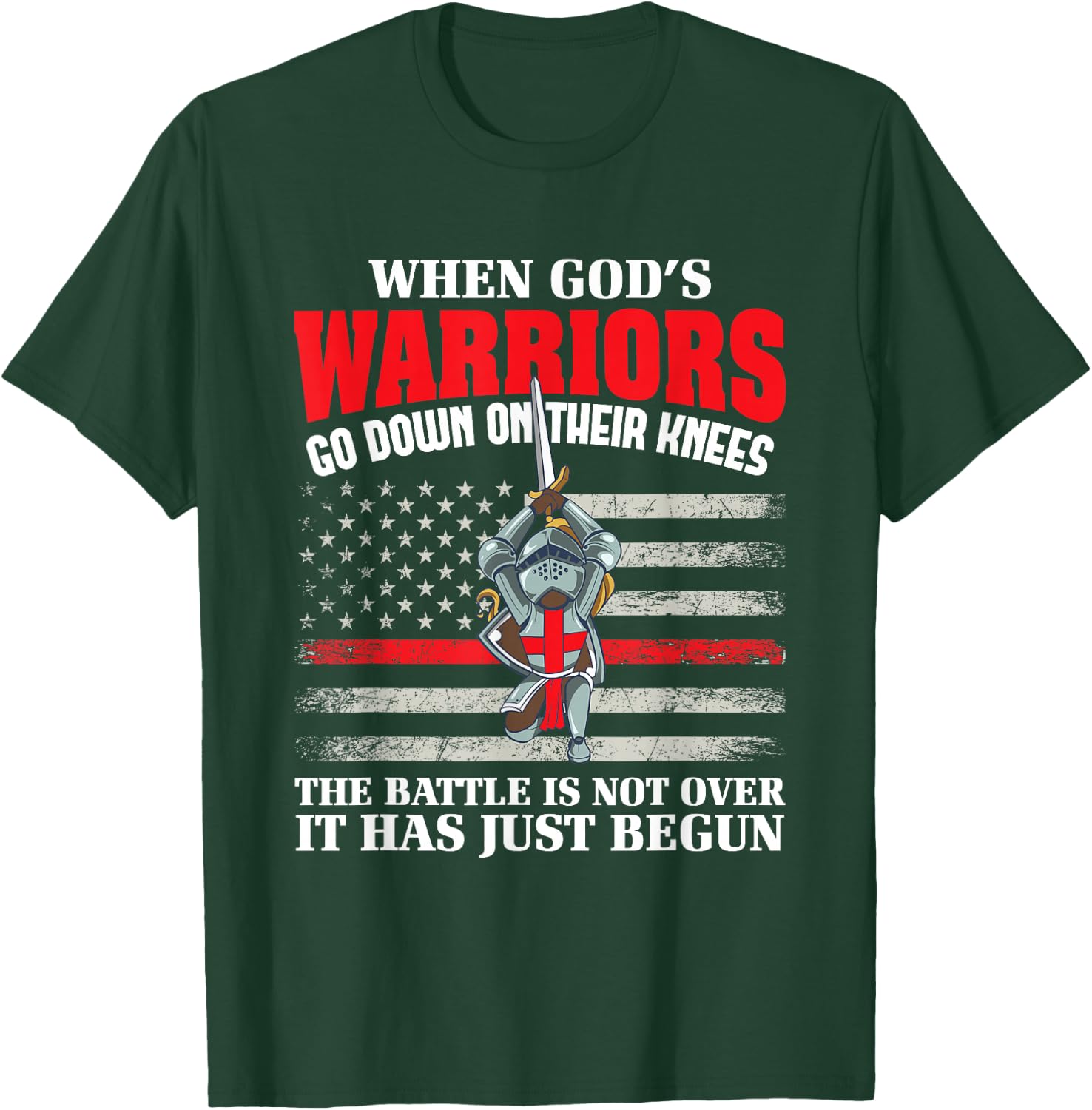 Gods Warrior Christian American Soldier US Flag Bible Prayer T-Shirt - T-Shirt | Forest