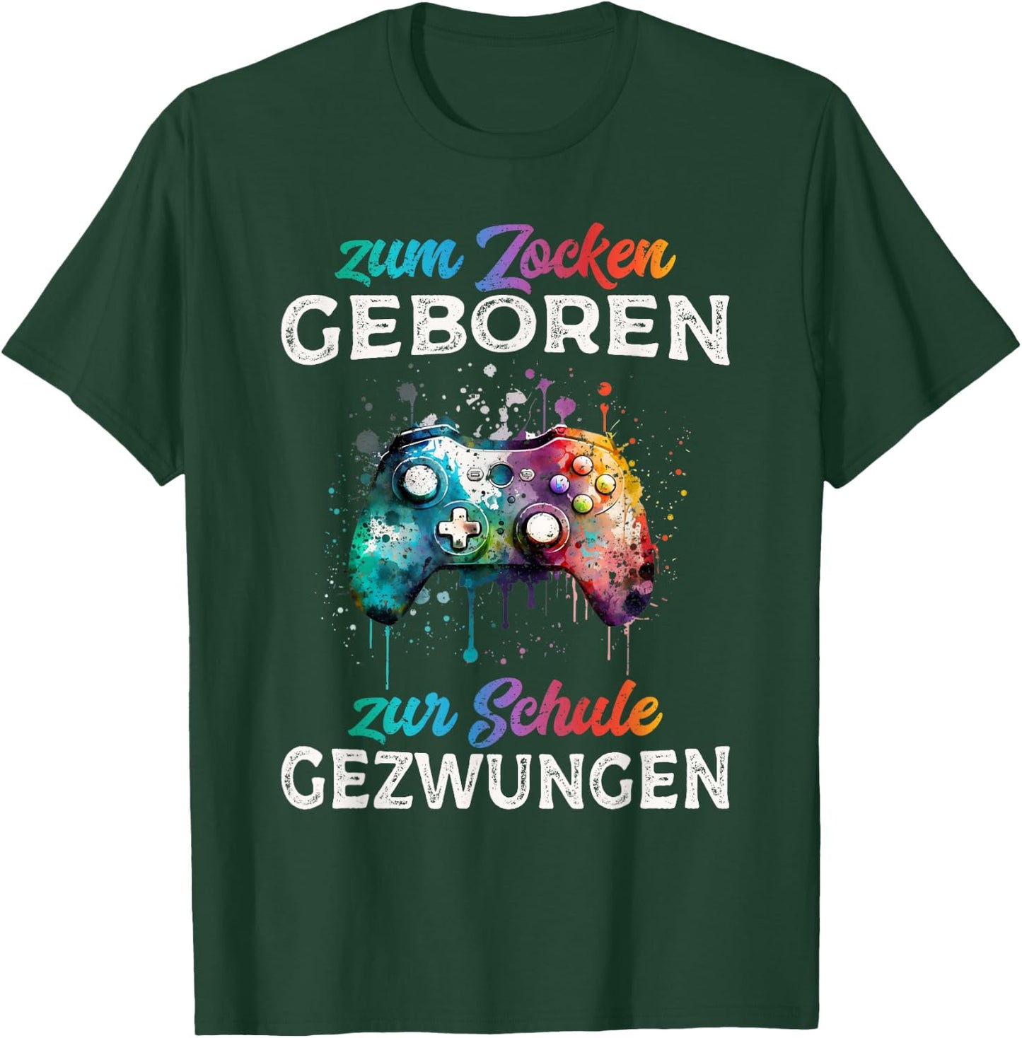 Zum Zocken geboren Zur Schule gezwungen Funny Gamer , black T-Shirt - T-Shirt | Forest