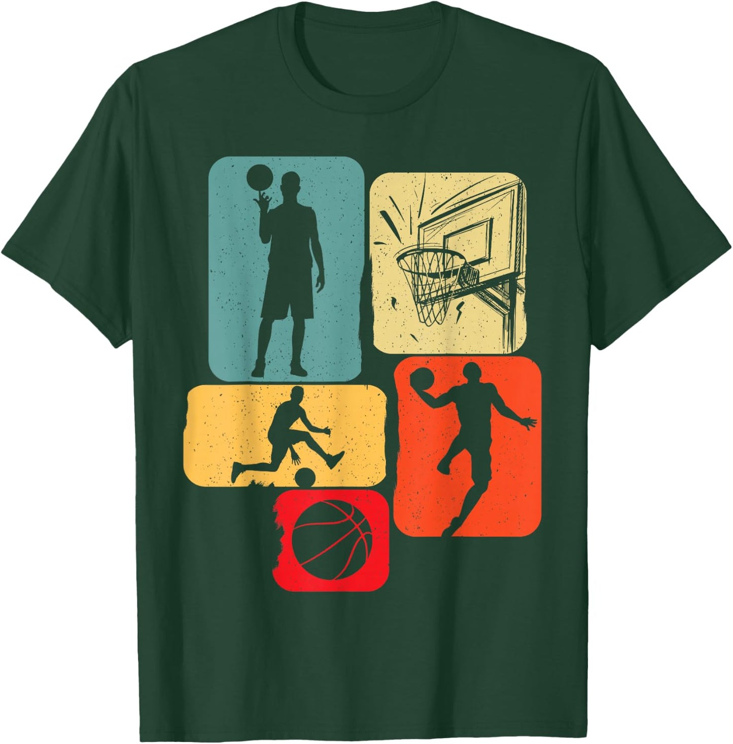 Basketball Basketball Player Basketball Fan Basketball Player Retro Basketball T-Shirt - T-Shirt | Forest