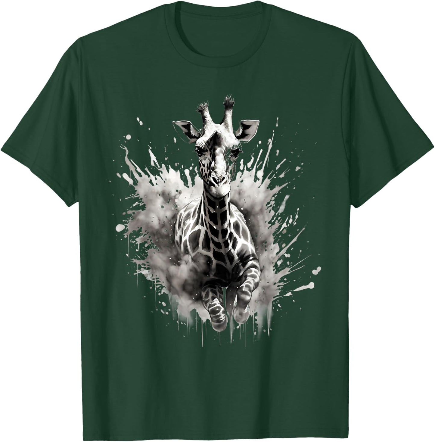 Giraffe Drawing Animal Print Splash Wildlife Safari Artwork T-Shirt - T-Shirt | Forest