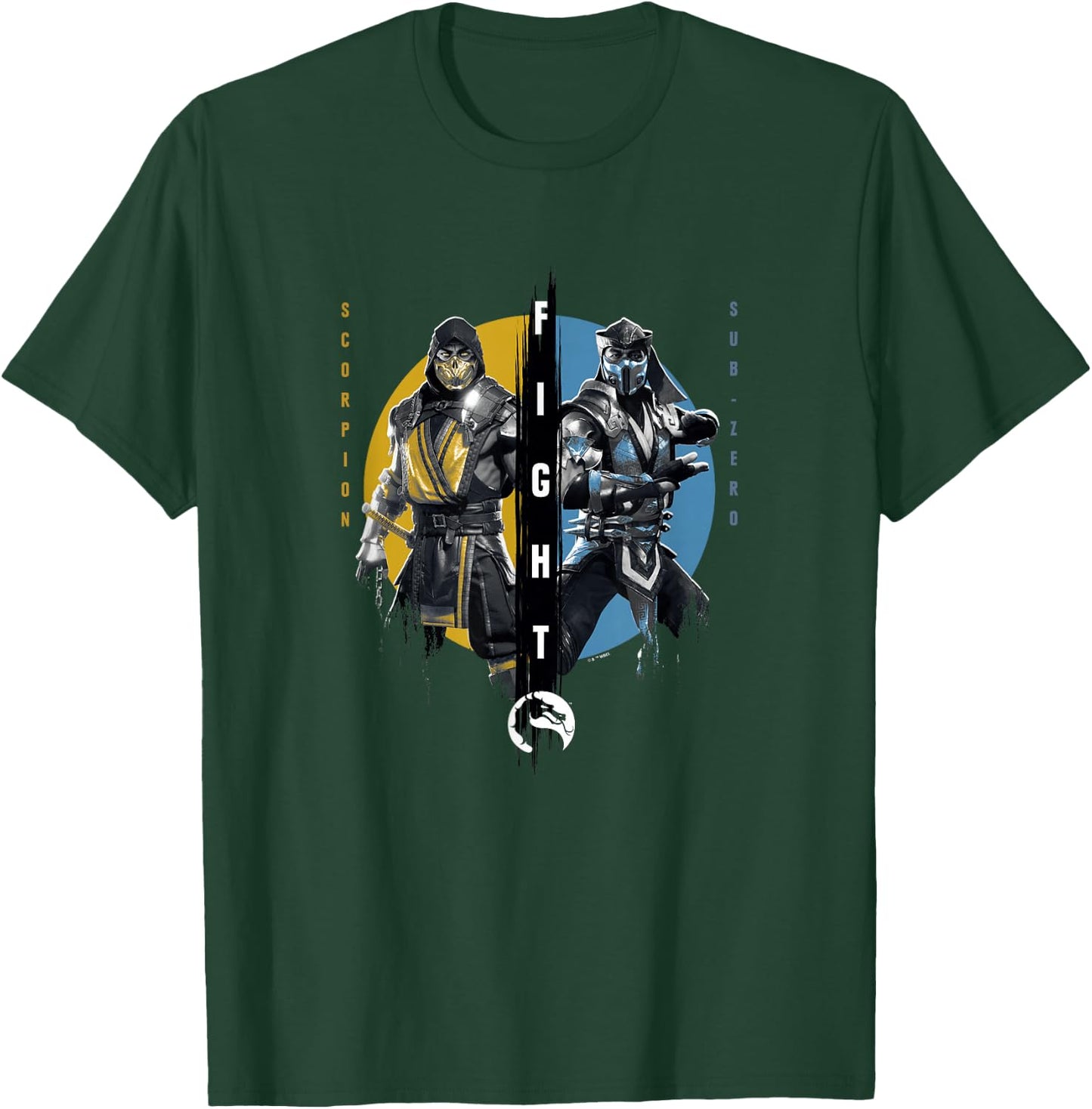 Mortal Kombat Klassic Scorpion Vs Sub-Zero Fight Round Logo T-Shirt - T-Shirt | Forest