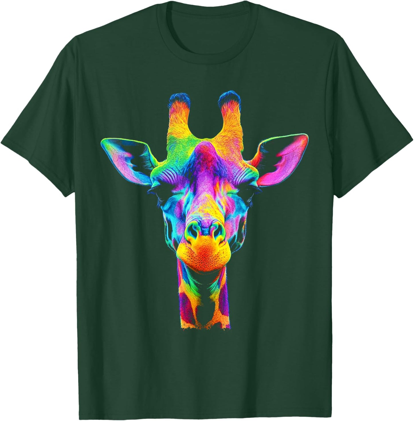 Design With A Giraffe On It Rainbow Giraffe On A T-Shirt - T-Shirt | Forest