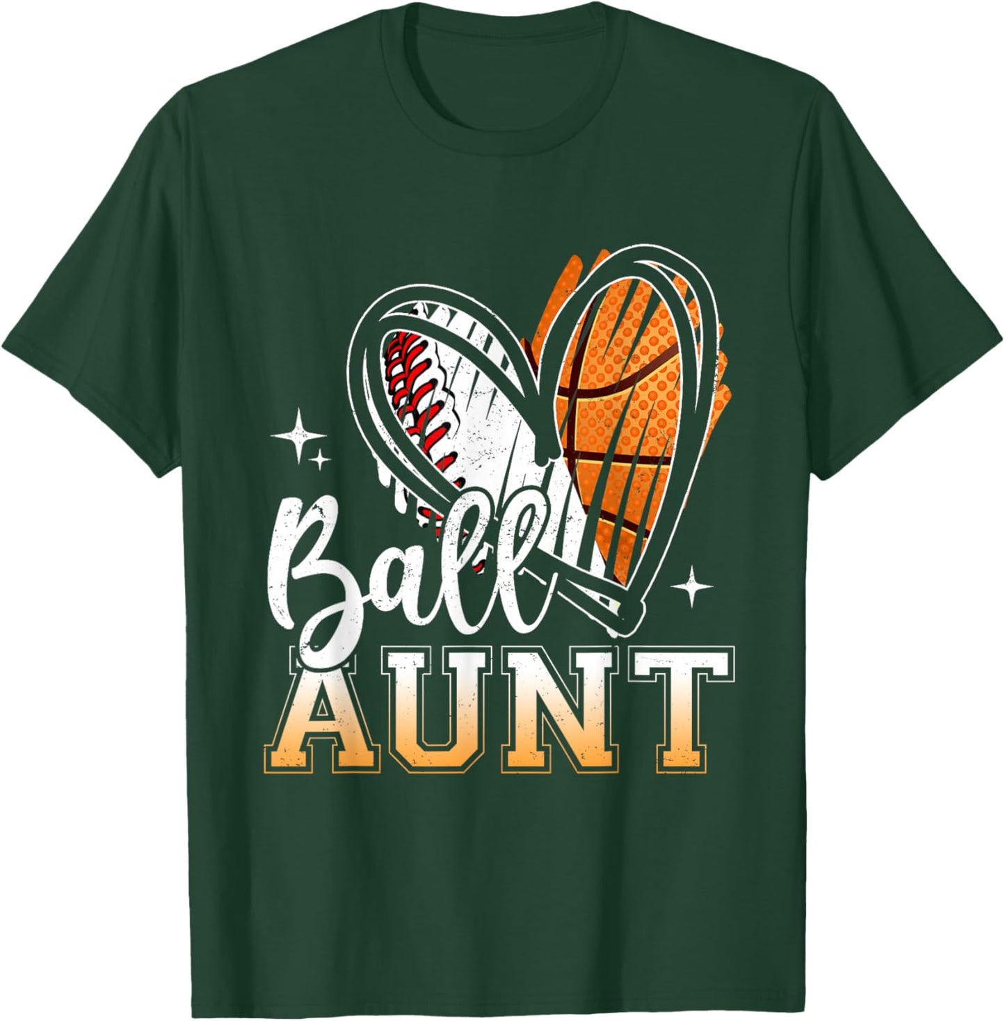 Ball Aunt Baseball Basketball Aunt Mothers Day T-Shirt - T-Shirt | Forest
