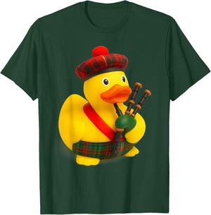 Scottish Bagpiper Rubber Duck Bagpipes T-Shirt - T-Shirt | Forest