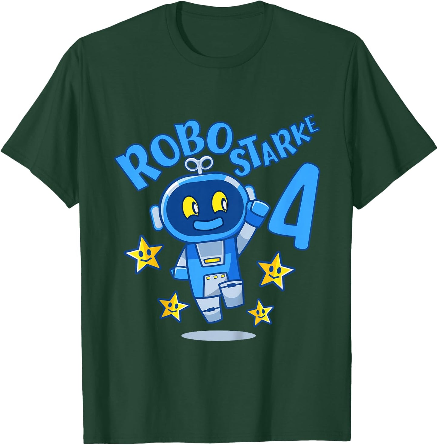 Children's Robot Birthday Shirt 4 Years Boy 4 Birthday , black, 80 T-Shirt - T-Shirt | Forest