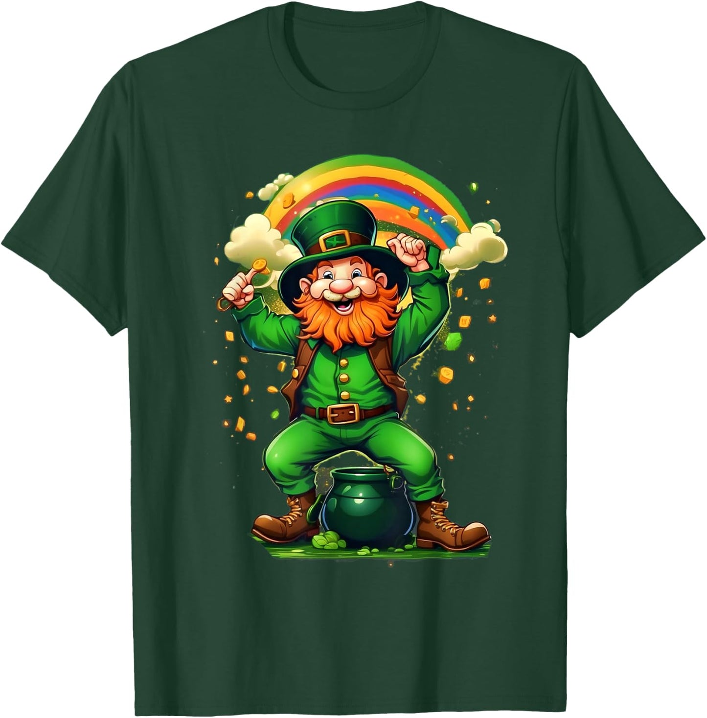 St Patricks Day Boys Girls Kids Clover Irish Leprechaun , black T-Shirt - T-Shirt | Forest
