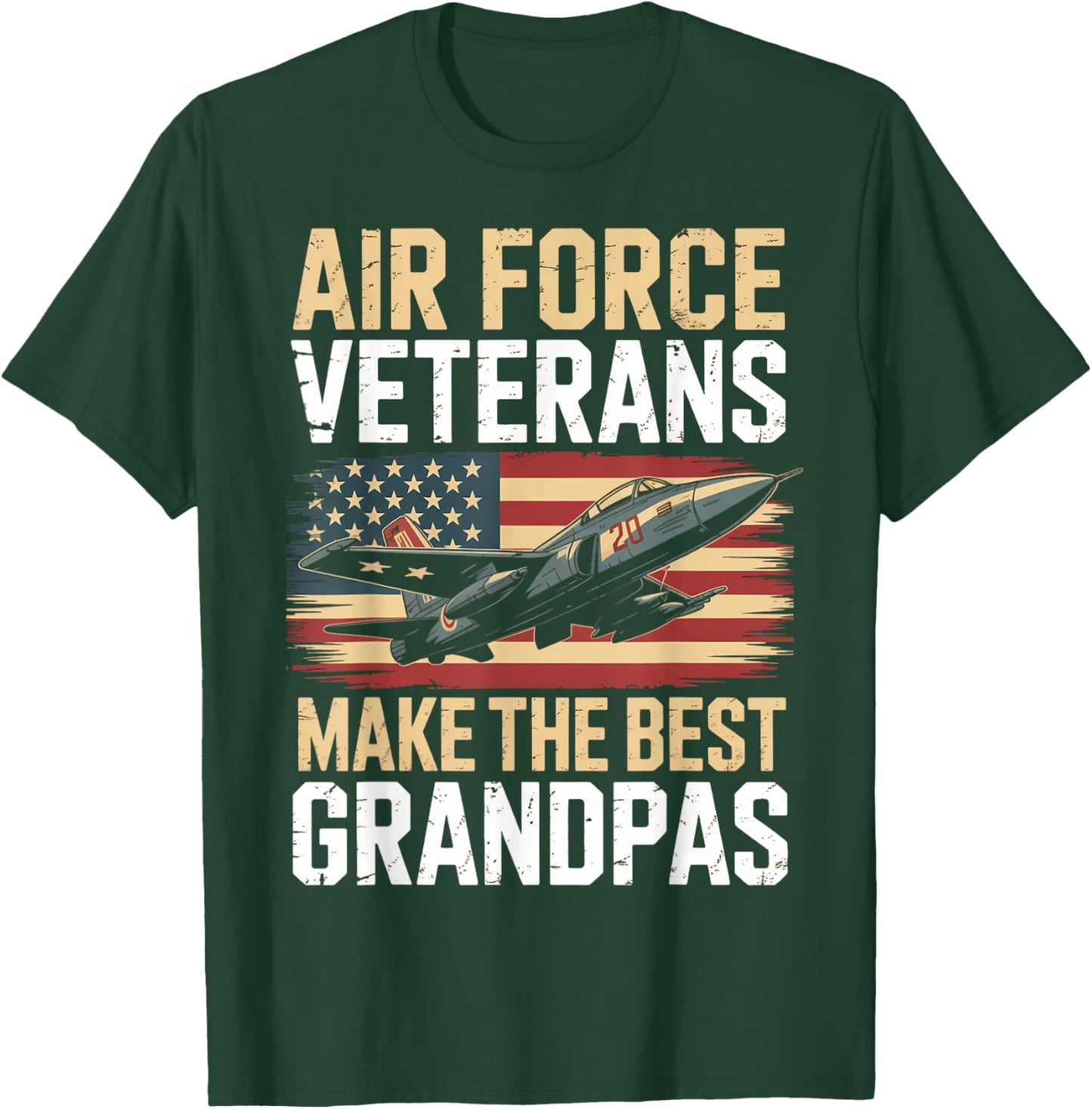 Air Force Grandpa American Patriotic Fighter Pilot Veteran T-Shirt - T-Shirt | Forest