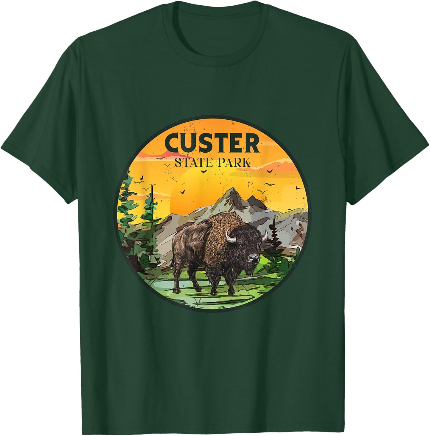 Custer State Park South Dakota Bison Outdoor Hiking Camping T-Shirt - T-Shirt | Forest