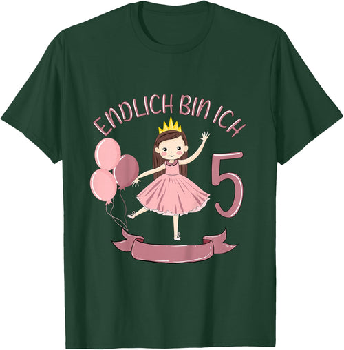 Kids 5 Years Princess Finally Bin I 5 Girls 5th Birthday , black