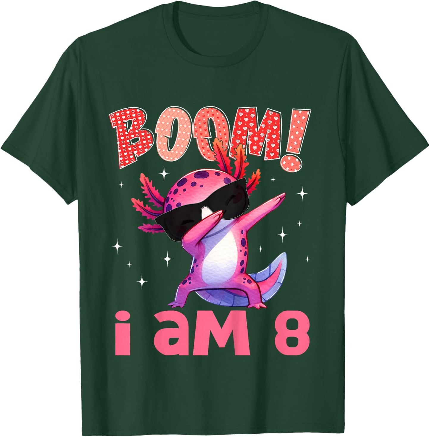 Boom I'm 8 Years Old Dabbing Axolotl 8th Birthday Kids T-Shirt - T-Shirt | Forest