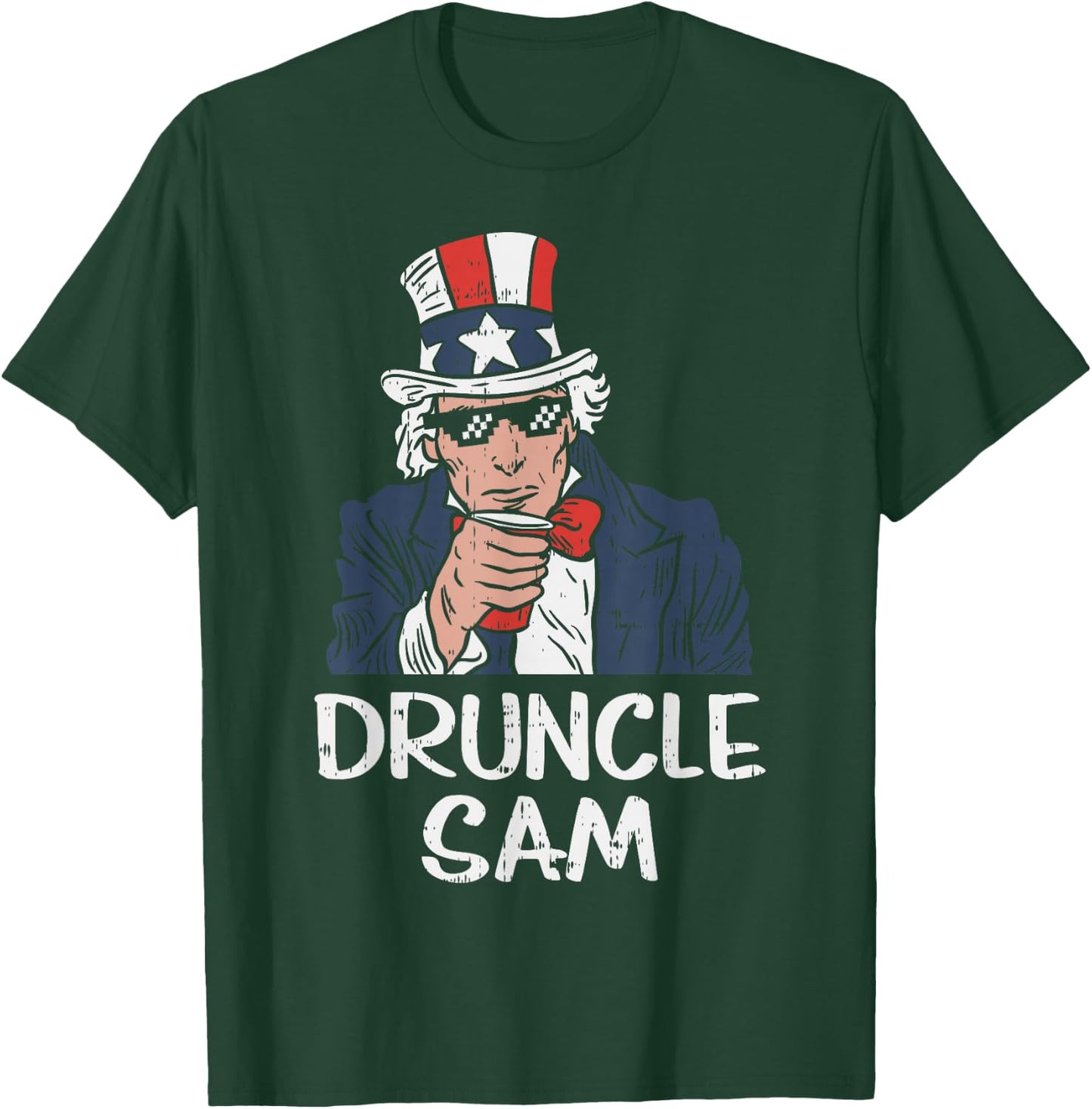 Druncle Sam Funny Uncle Sam Beer 4th Of July Party Drinking T-Shirt - T-Shirt | Forest