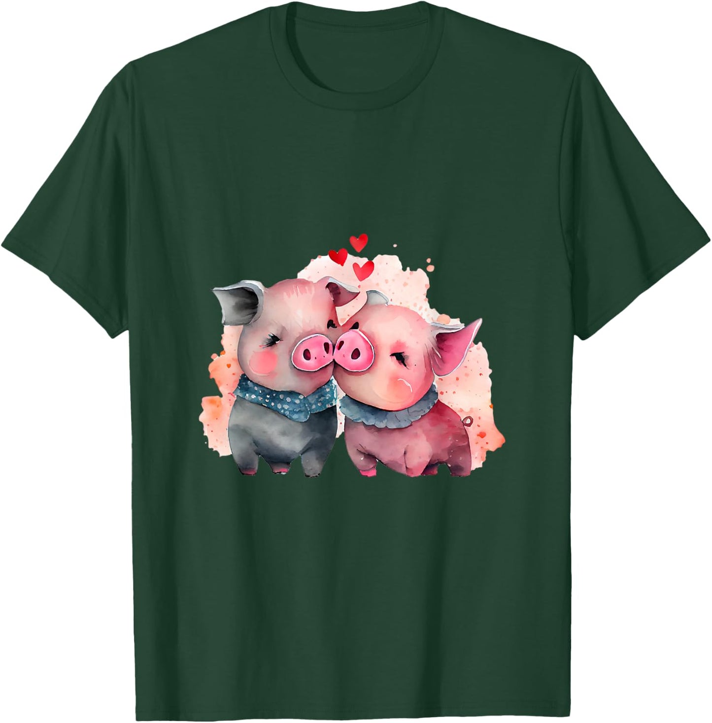 Two Loving Pigs In Love Heart Valentine's Day Pig T-Shirt - T-Shirt | Forest