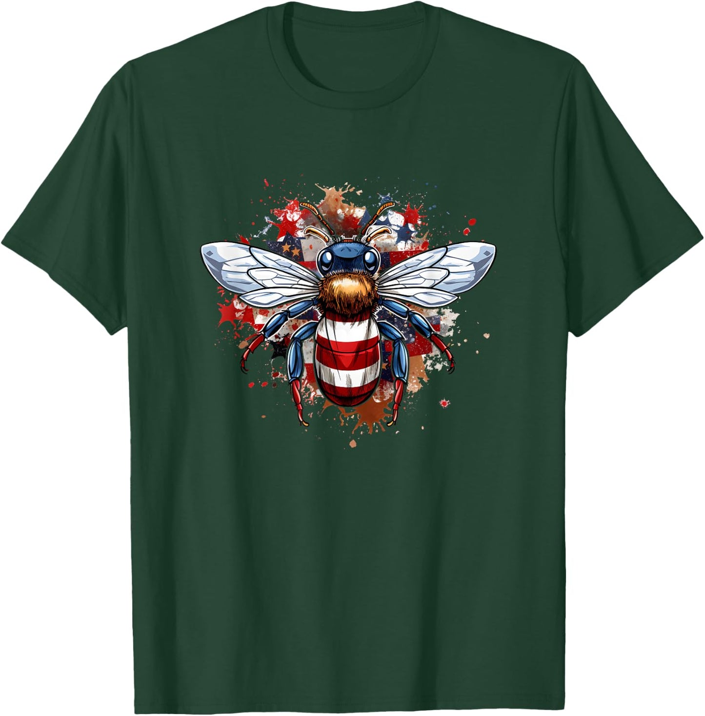 Veterans day, 4th of July patriotic bee usa flag T-Shirt - T-Shirt | Forest