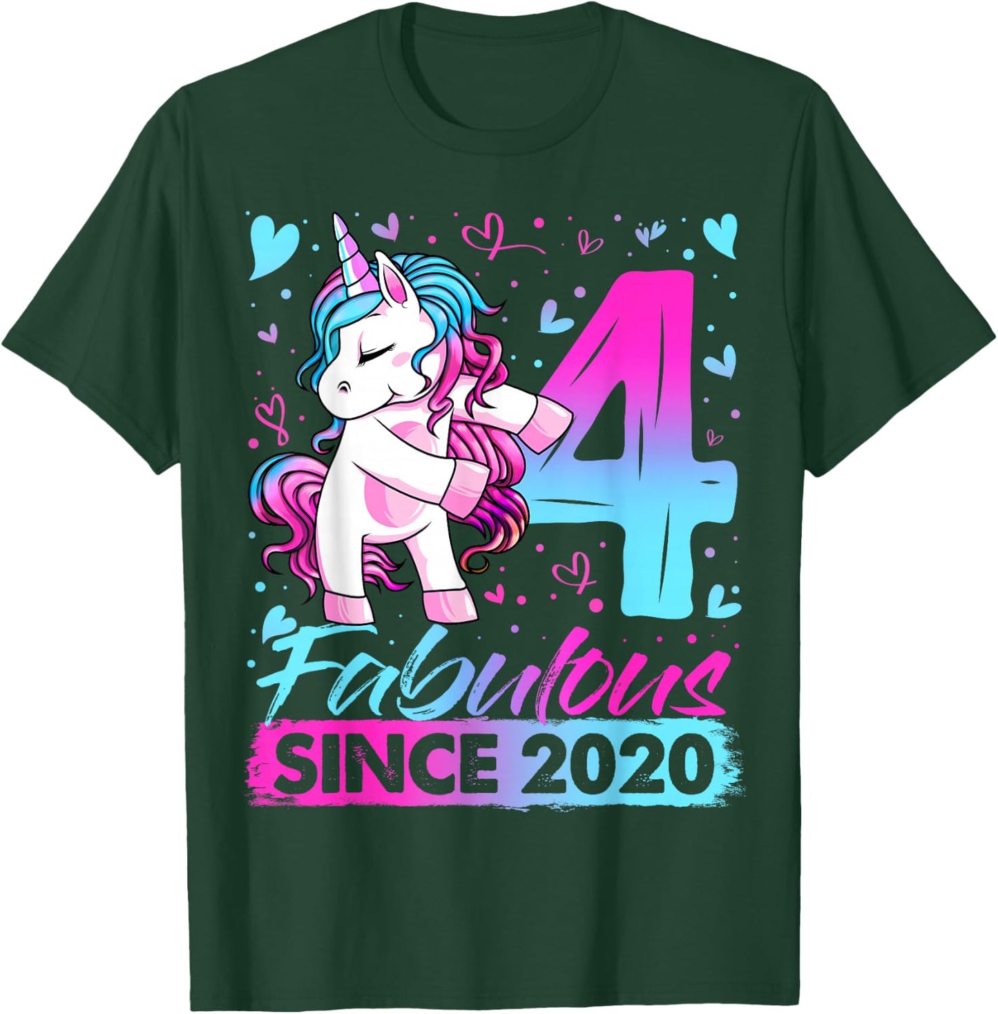 4 Years Old Flossing Unicorn Gifts 4th Birthday Girl Party T-Shirt - T-Shirt | Forest
