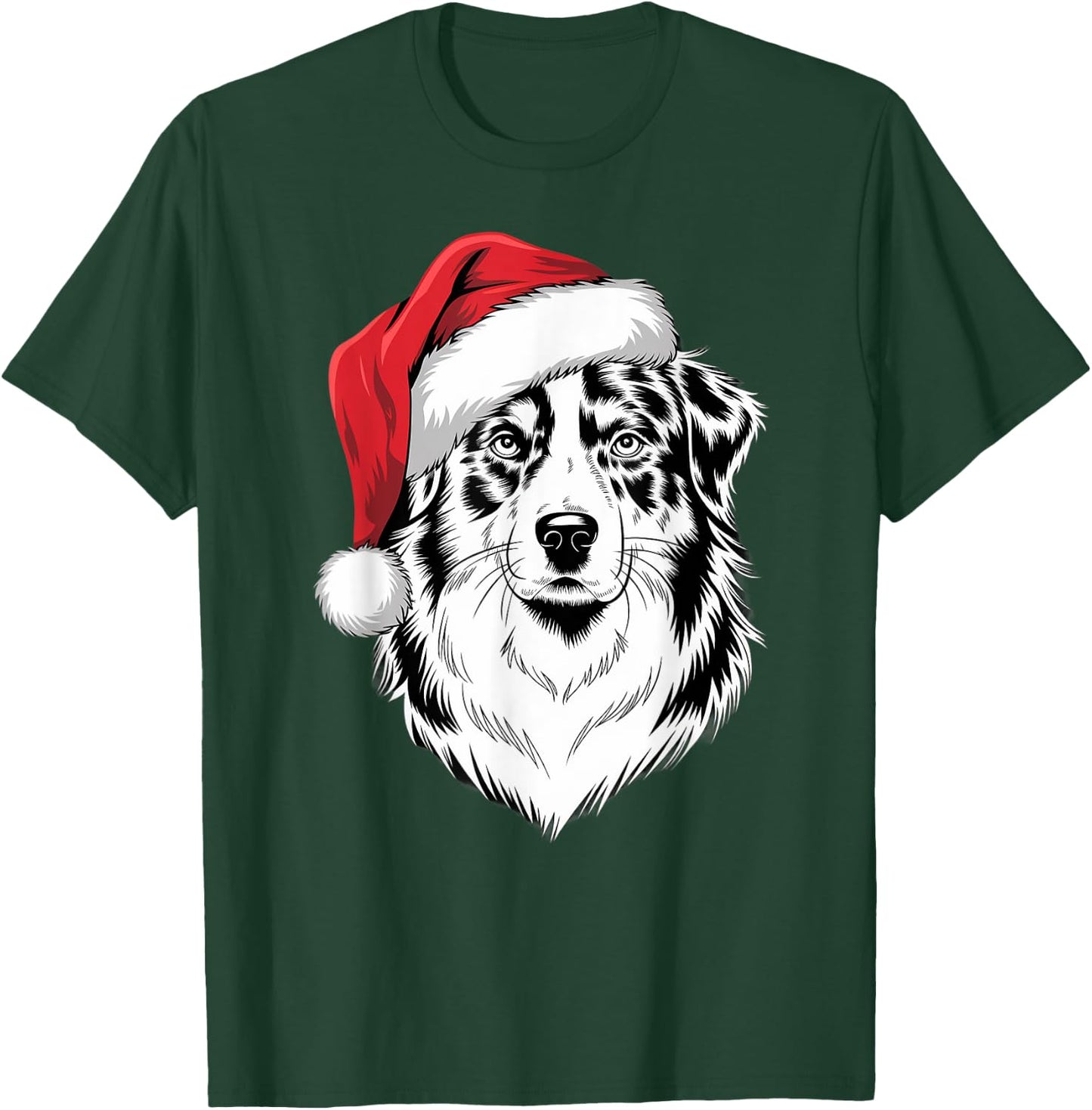 Joyful Aussie Santa Dog on Australian Shepherd Christmas Women Kids T-Shirt - T-Shirt | Forest