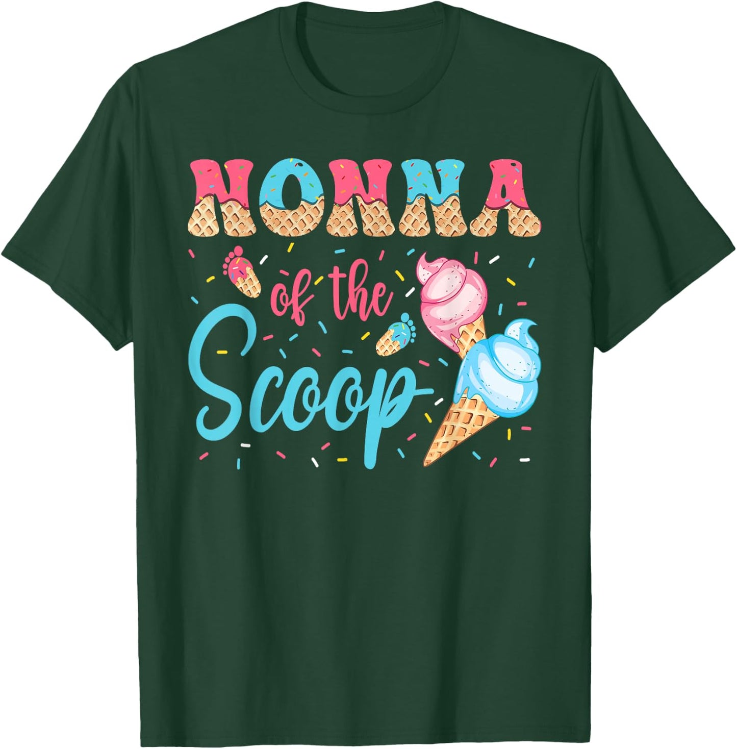 Nonna Of The Scoop Ice Cream Gender Reveal Baby Shower T-Shirt - T-Shirt | Forest