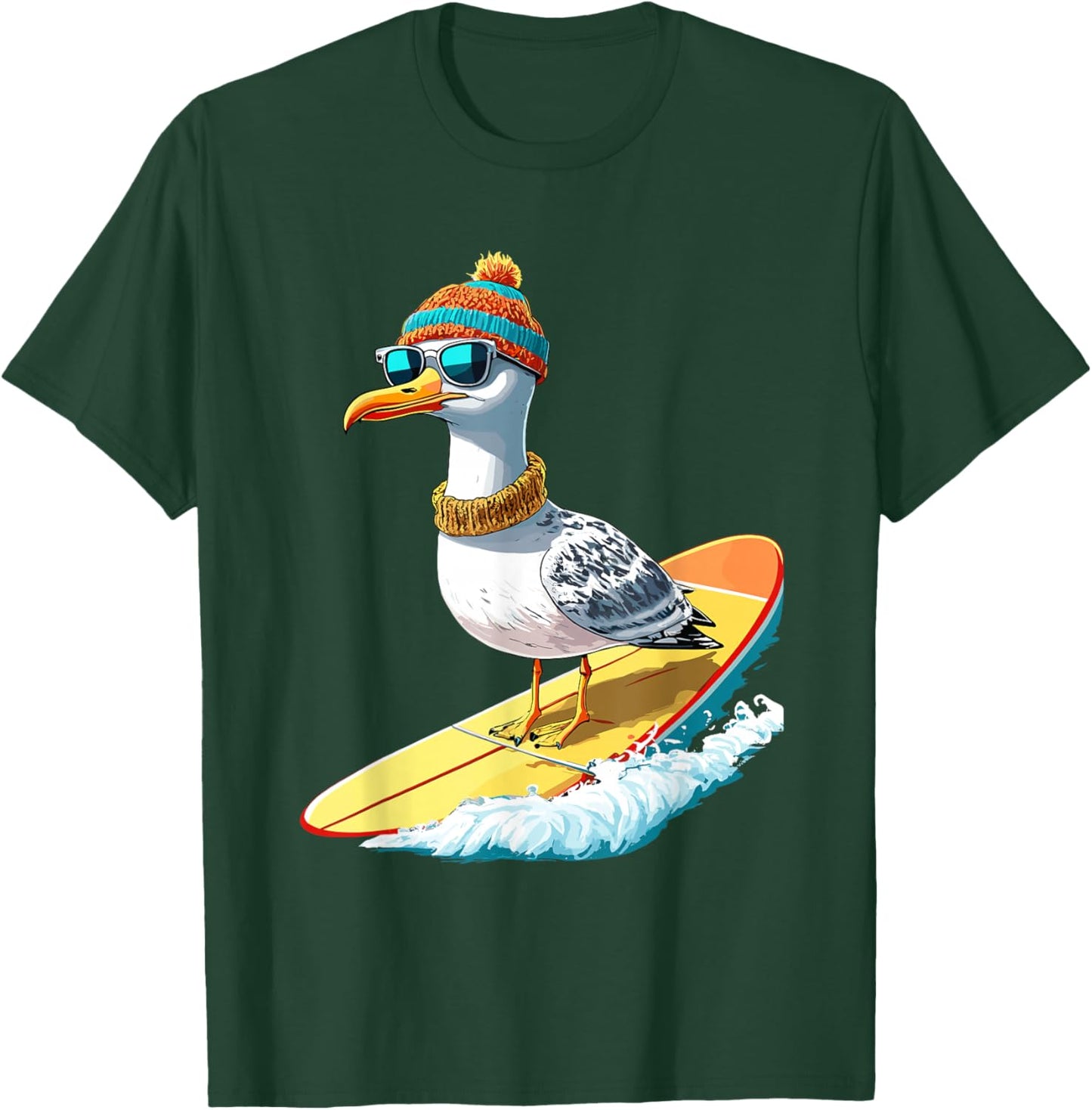 Seagull Surf Surf Sea Holiday Cool , Black, S T-Shirt - T-Shirt | Forest