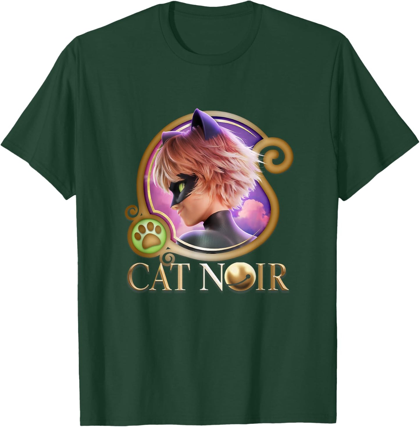 Miraculous Ladybug The Movie Cat Noir Badge Gold T-Shirt - T-Shirt | Forest