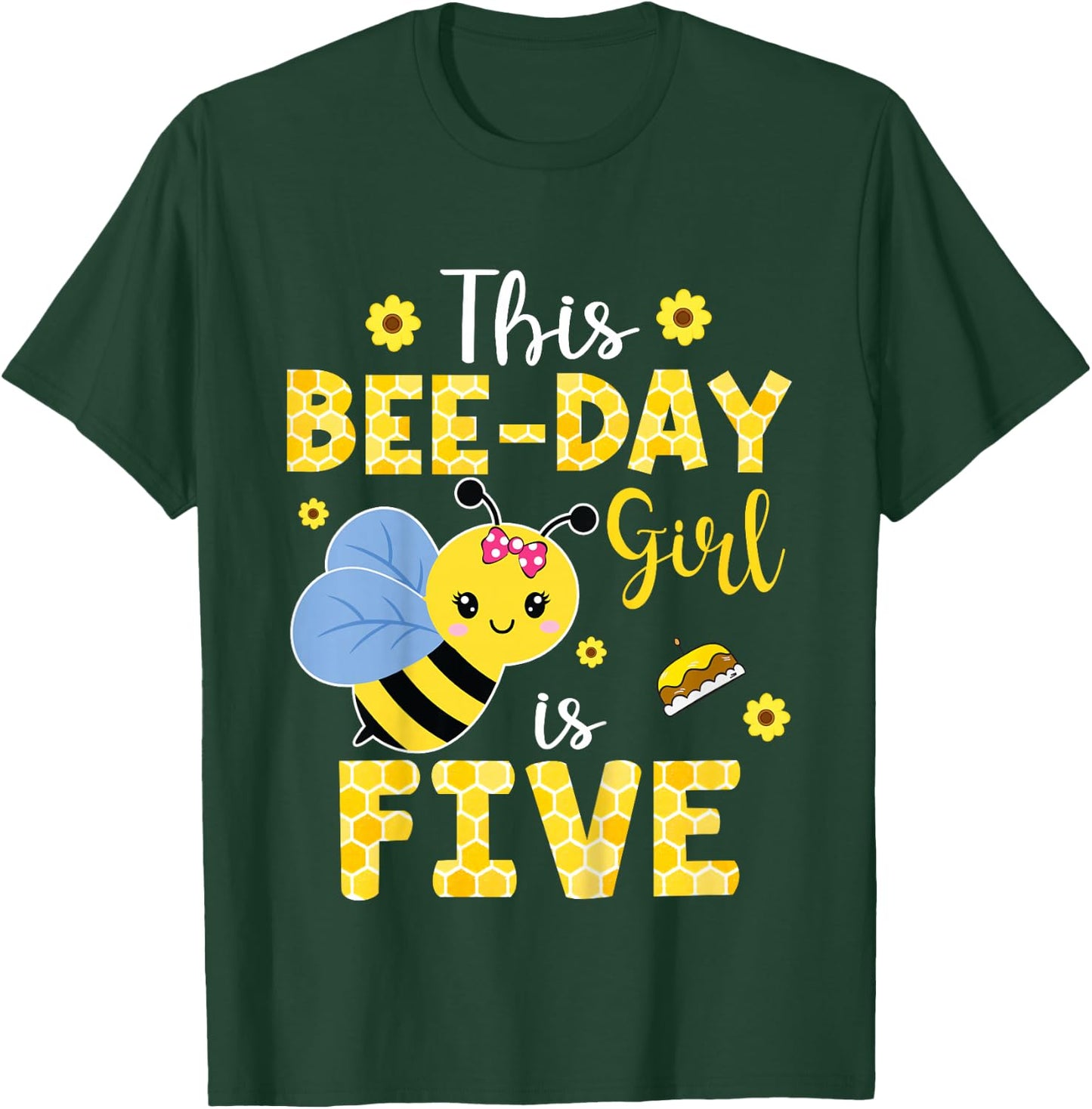 This Bee-Day Girl Is Five 5 Years Old 5th Birthday Kids T-Shirt - T-Shirt | Forest