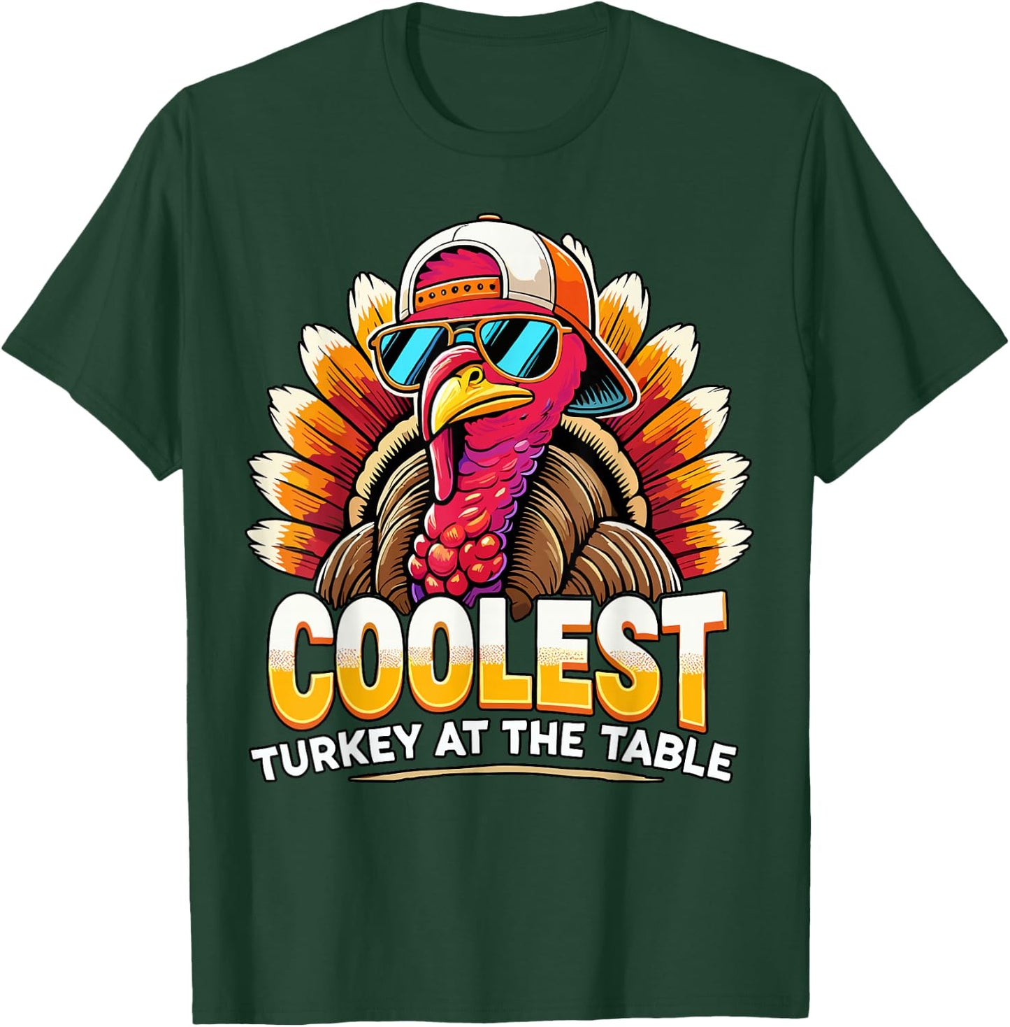 Thanksgiving Coolest Boys Turkey At Table Toddler Youth T-Shirt - T-Shirt | Forest